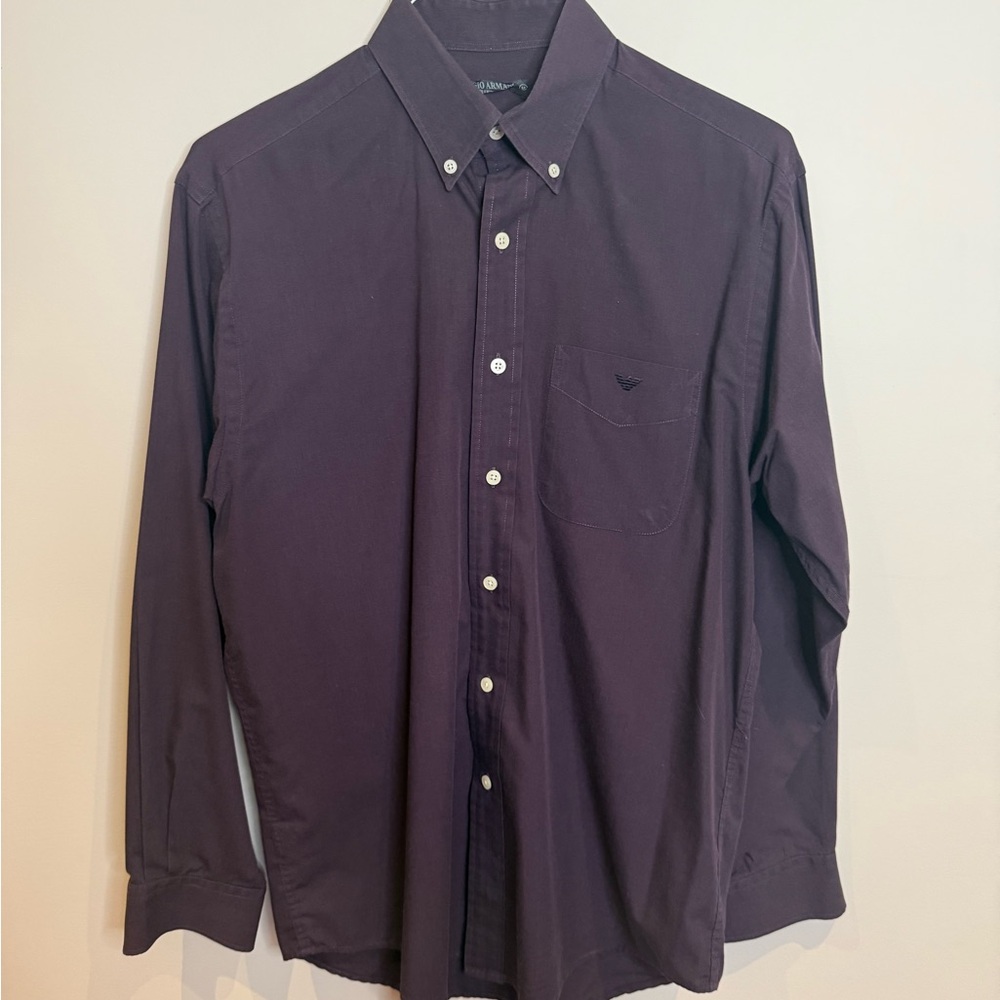 Giorgio Armani Men's Button-Down Shirt in Rich Purple